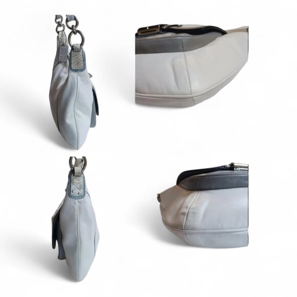 Coach Y2K Kristin Tote Bag: Ivory Leather & Gray Croc Embossed Hobo Bag - Picture 9 of 10